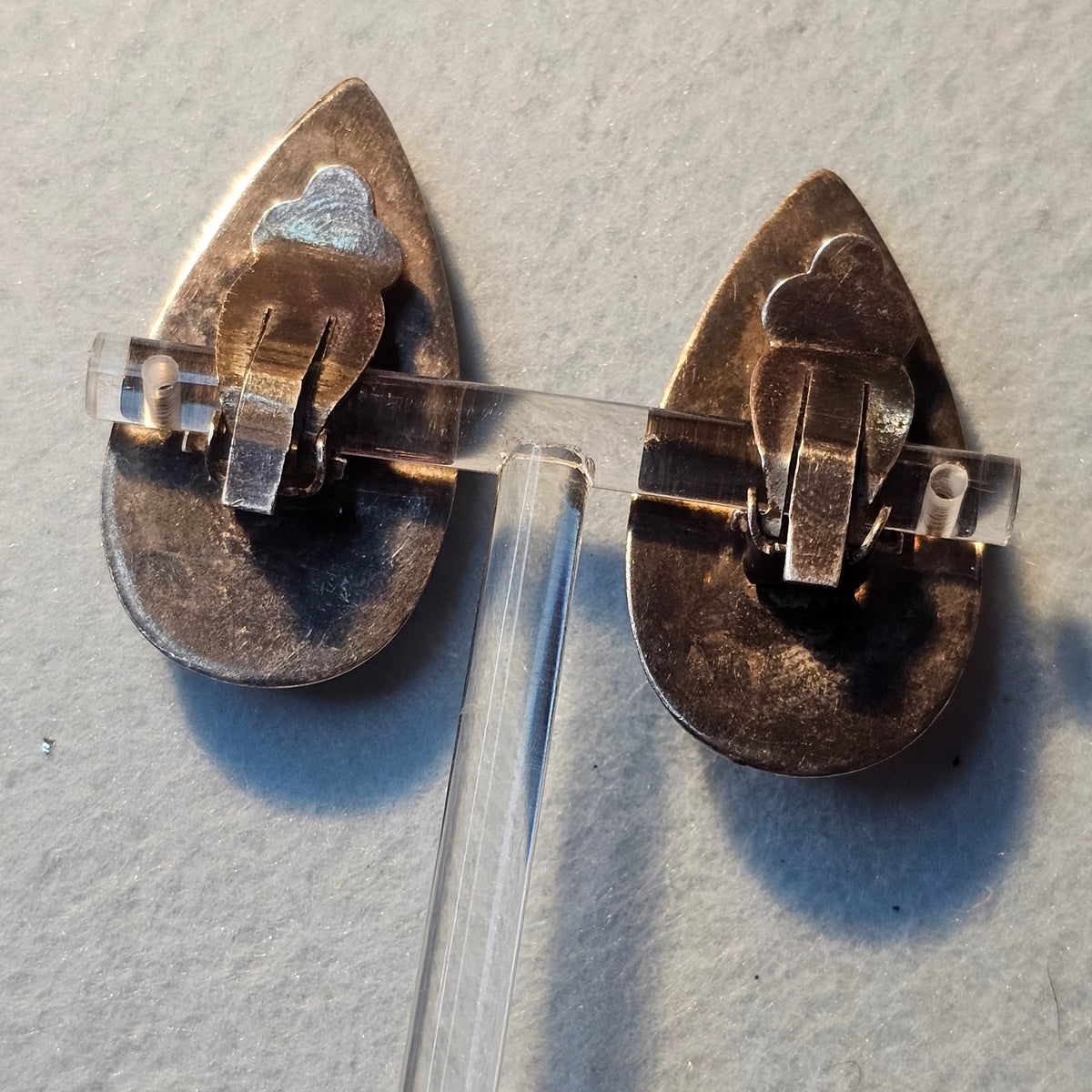 Sterling Silver Big Teardrop Clip-on Earrings Vintage