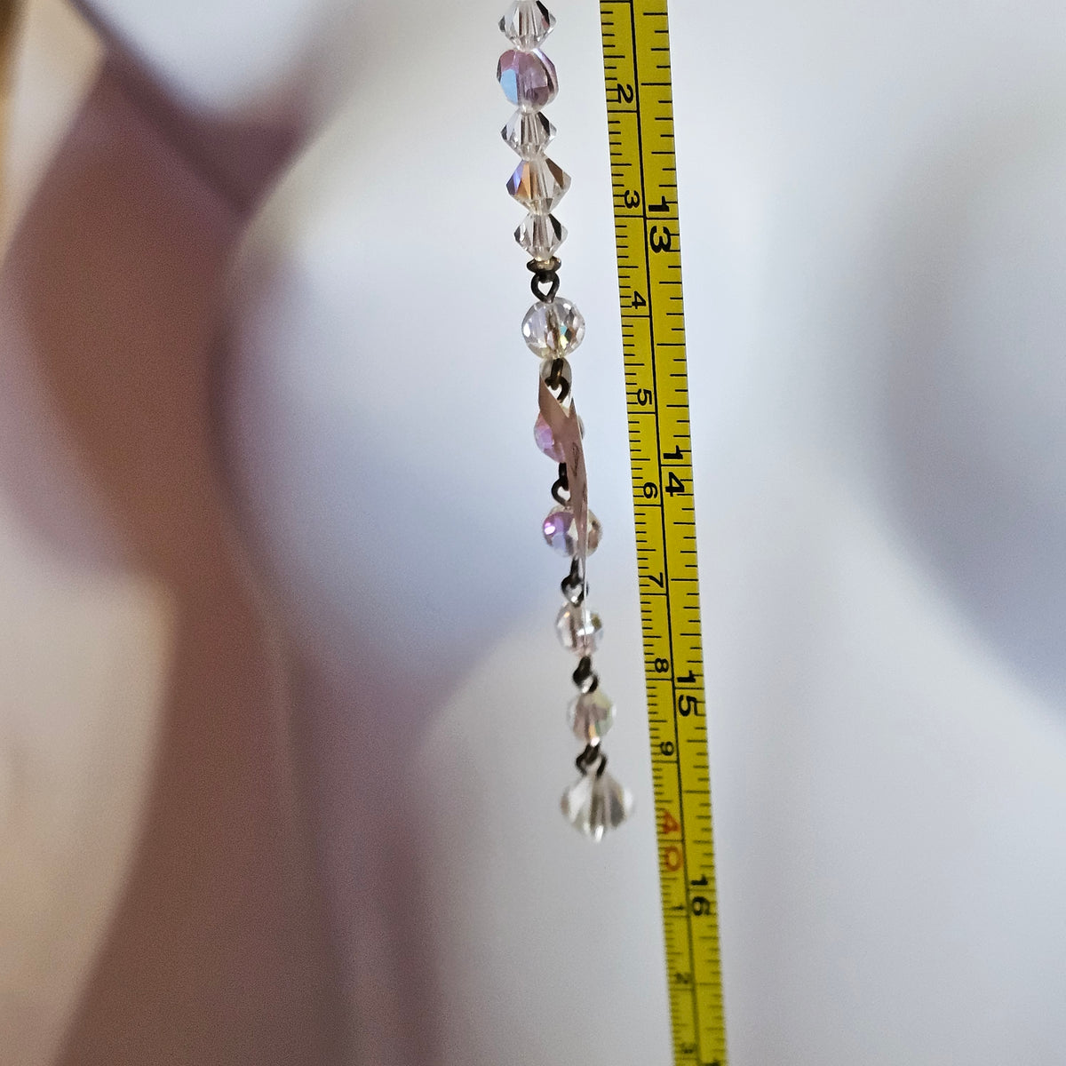 Faceted Crystal Aurora Borealis Translucent Clear Foil Beaded Choker Necklace Vintage