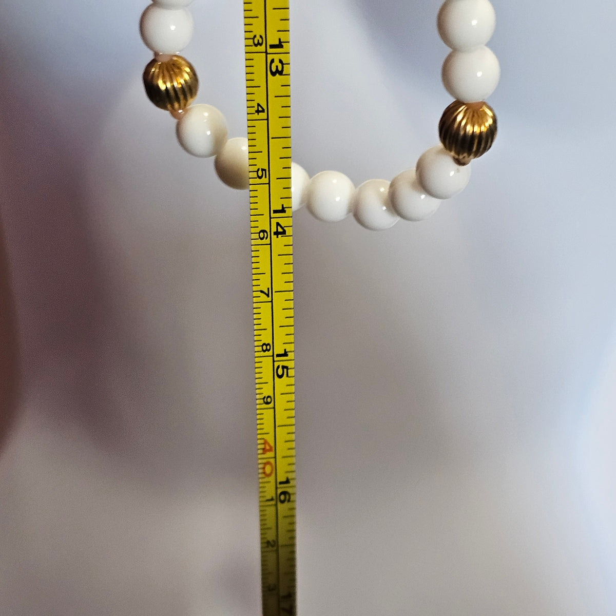 Set of 2 Matching White Gold Beaded Necklaces Vintage
