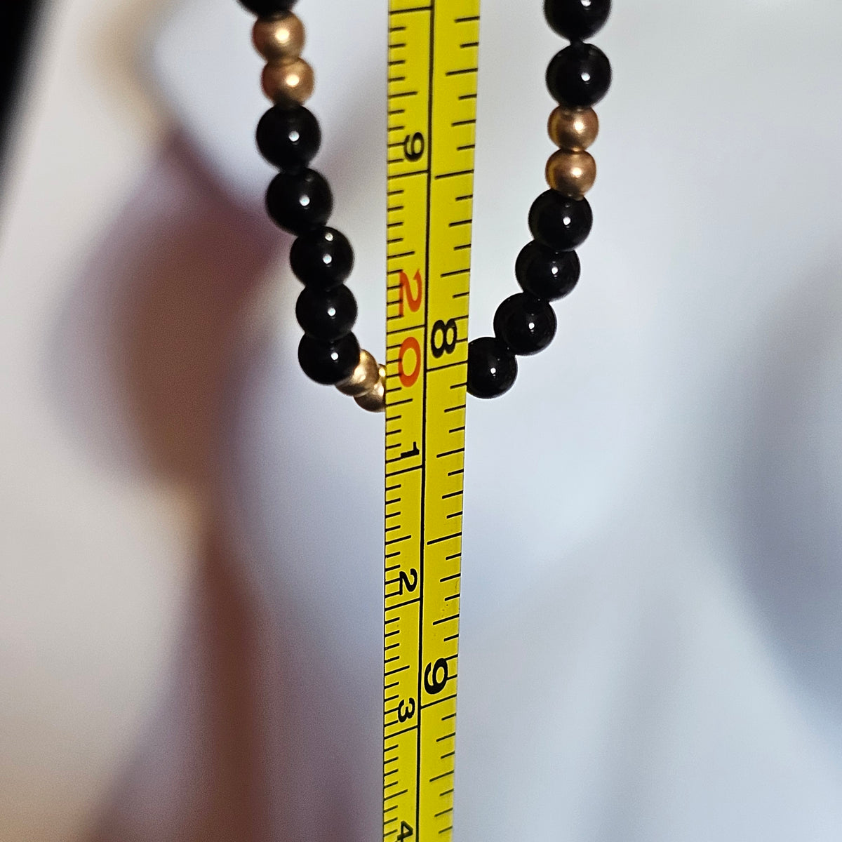 Black Onyx Gold Beaded 12KGF Gold Filled Necklace Vintage