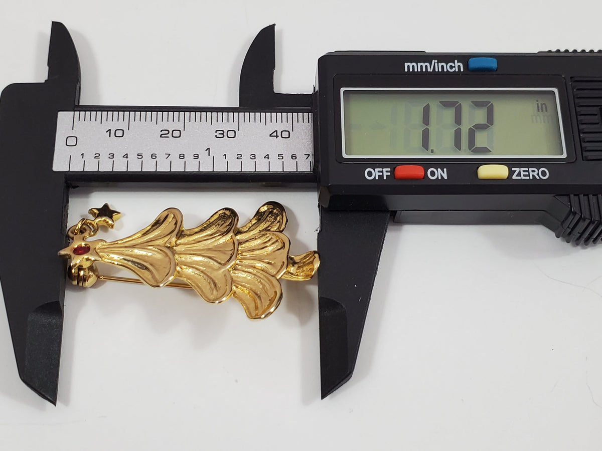 Vintage Gold-tone Signed Holiday Christmas Tree Star Dangle