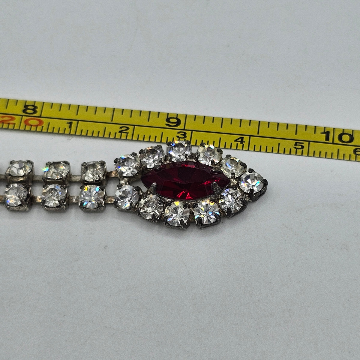 Elegant Drop Ruby Glass Rhinestone Vintage Necklace
