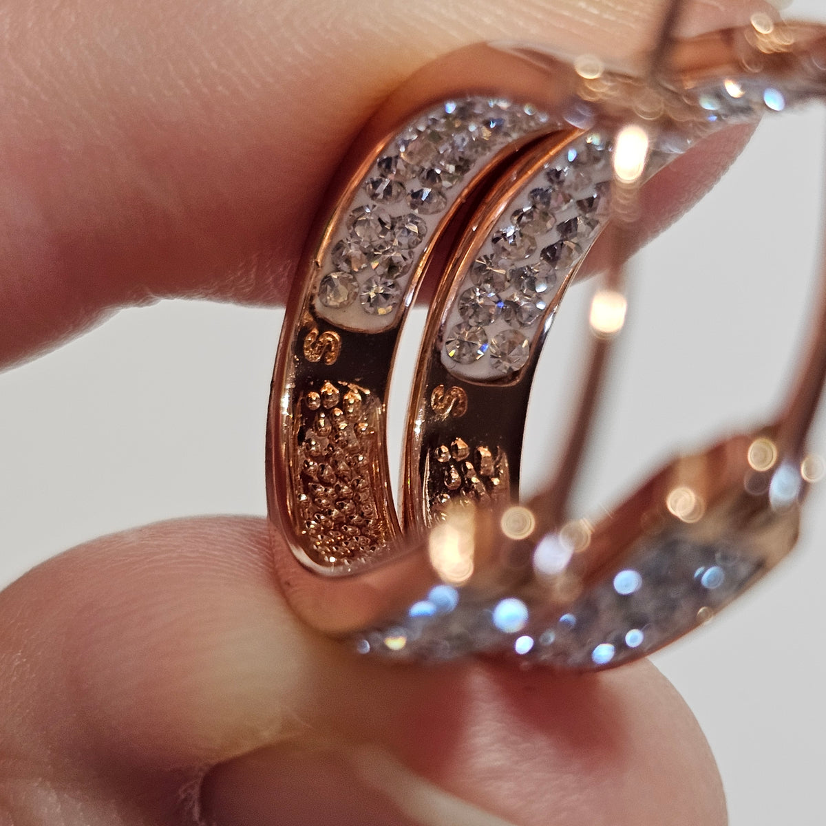 Sparkling Rose Gold Plated Sterling Zirconia Hoop Pierced Earrings JTV Bella Luce