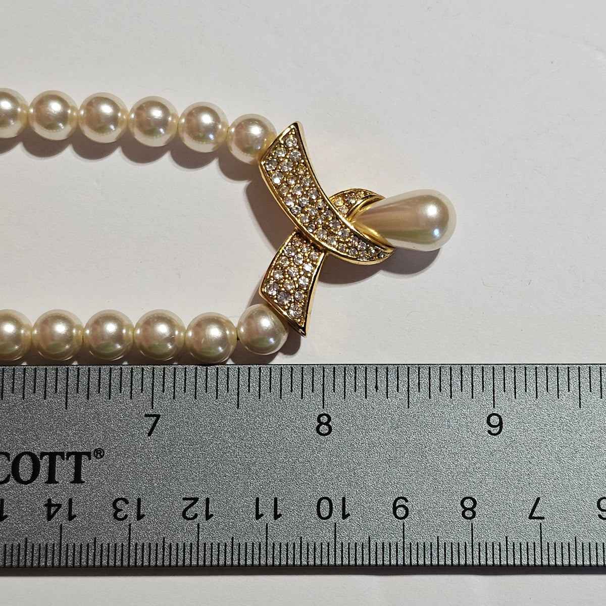 Napier Vintage Wedding Style Gold-Tone Crystal Faux Pearl Collar Statement Necklace