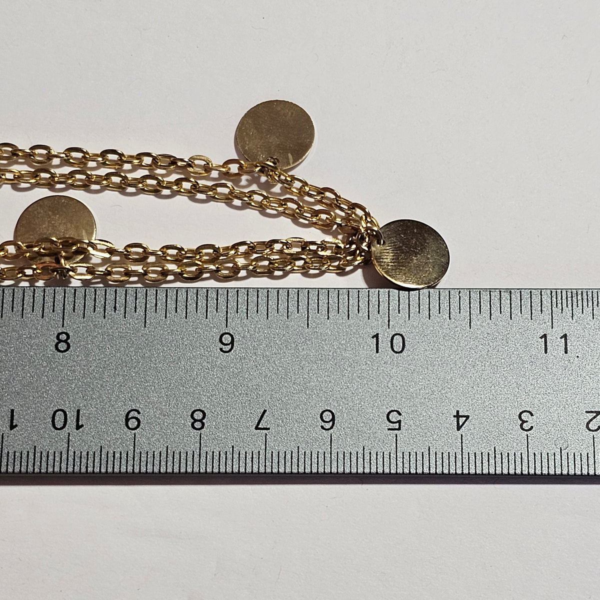 Long Gold-tone Chain Circle Round Disc Statement Station Necklace