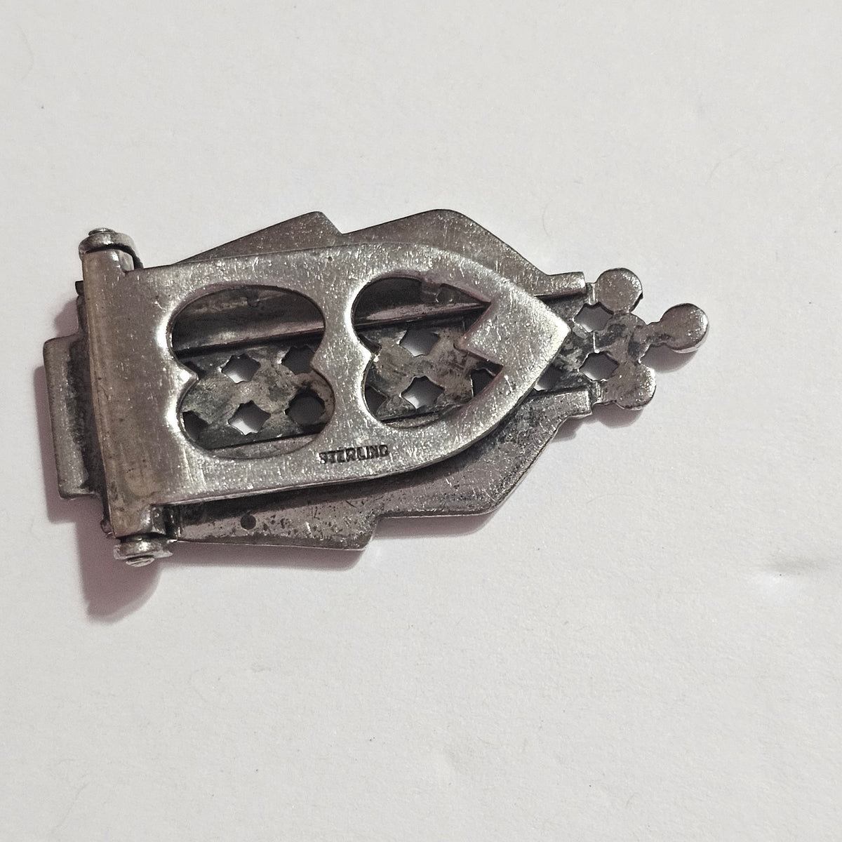 Art Deco Sterling Silver PAVE MARCASITE ANTIQUE 1920s Estate Find Fur Clip Crest