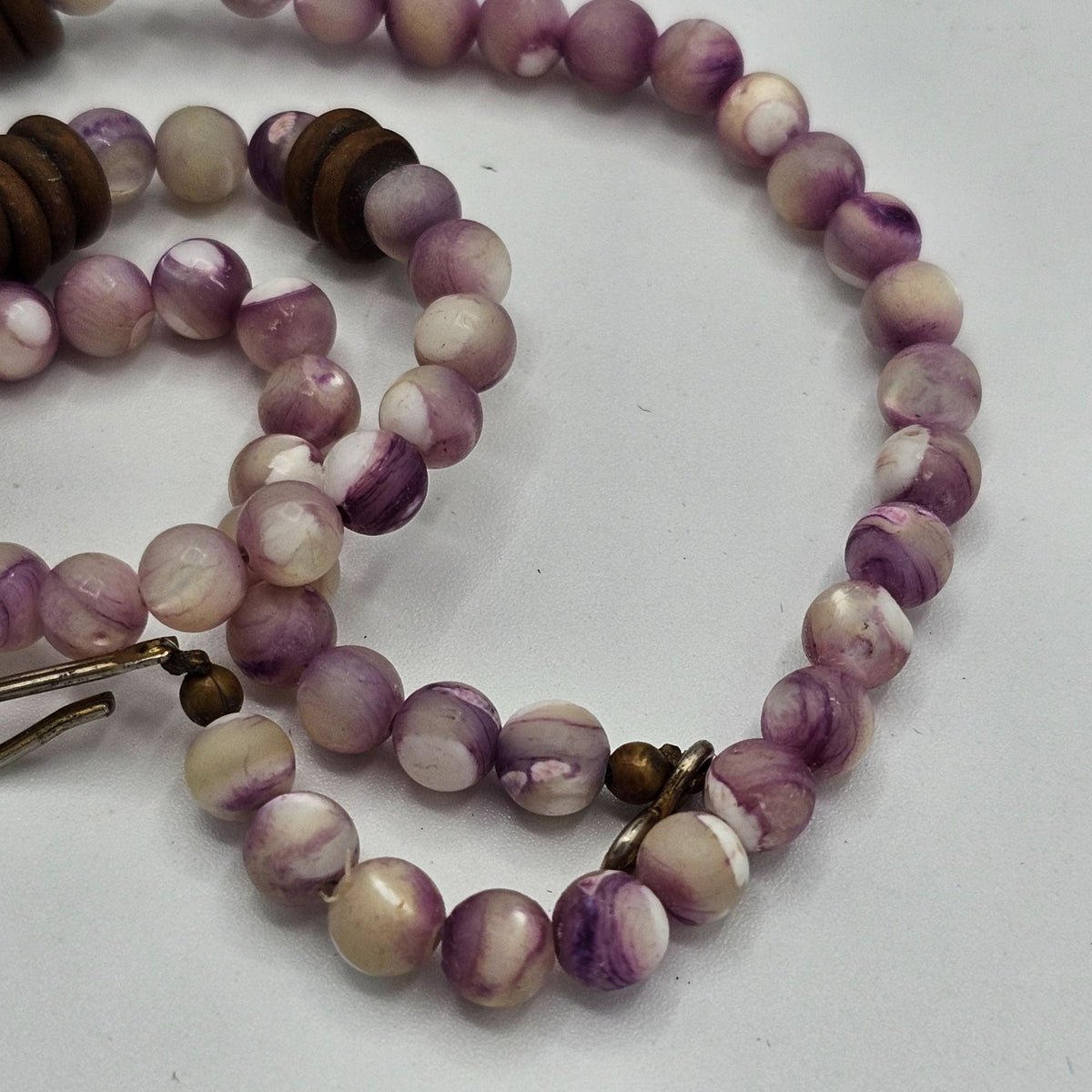 Purple Art Glass Artisan Handmade Beaded Necklace Vintage