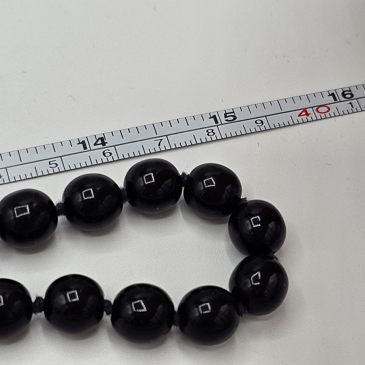 Black Bohemian Glass Round Beaded Necklace Vintage NOS