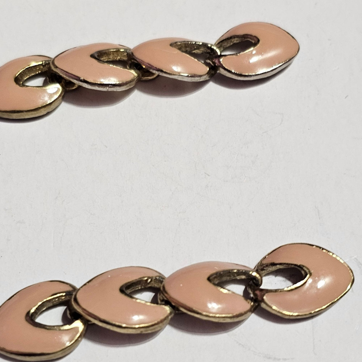 (698) Gold Blush Enamel Linked Dangle Earrings