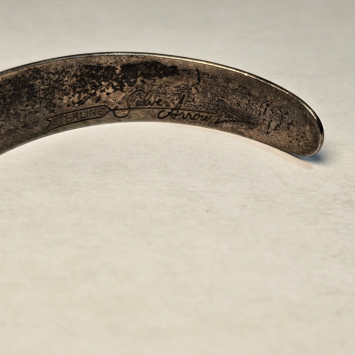 (718) Sterling Silver Native Engraved Cuff Bracelet 7 In Adjustable Patina