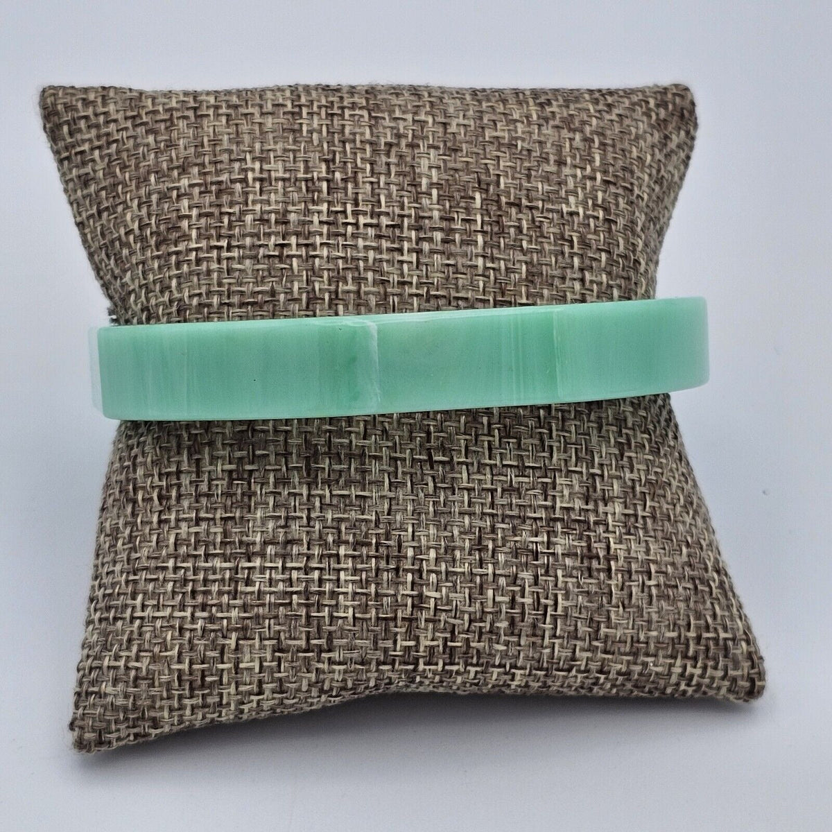 Vintage Lucite Octagonal Geometric Bangle Bracelet Sea Foam Green Marbled