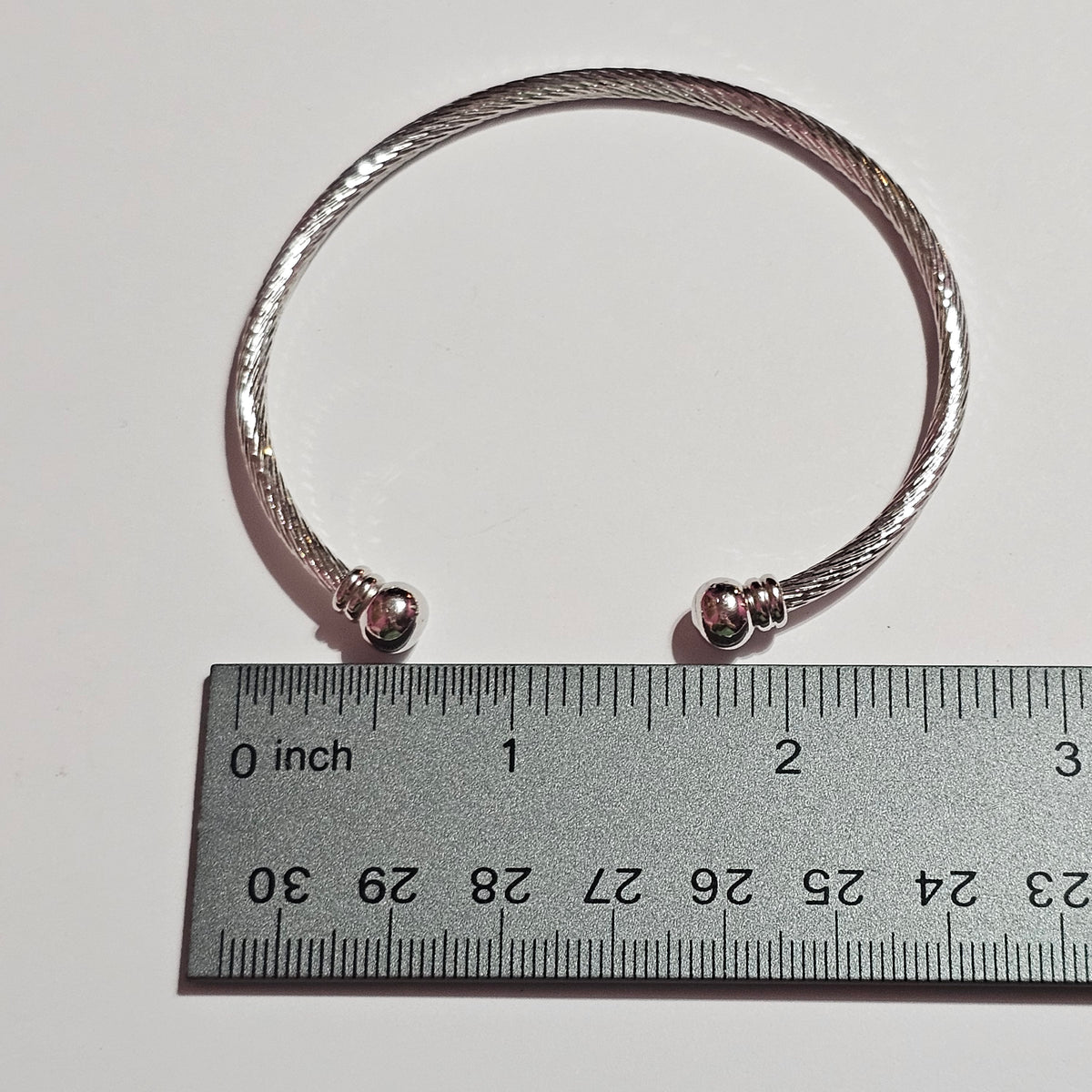 Silver-tone Twisted Ball End Cuff Bracelet Vintage Adjustable