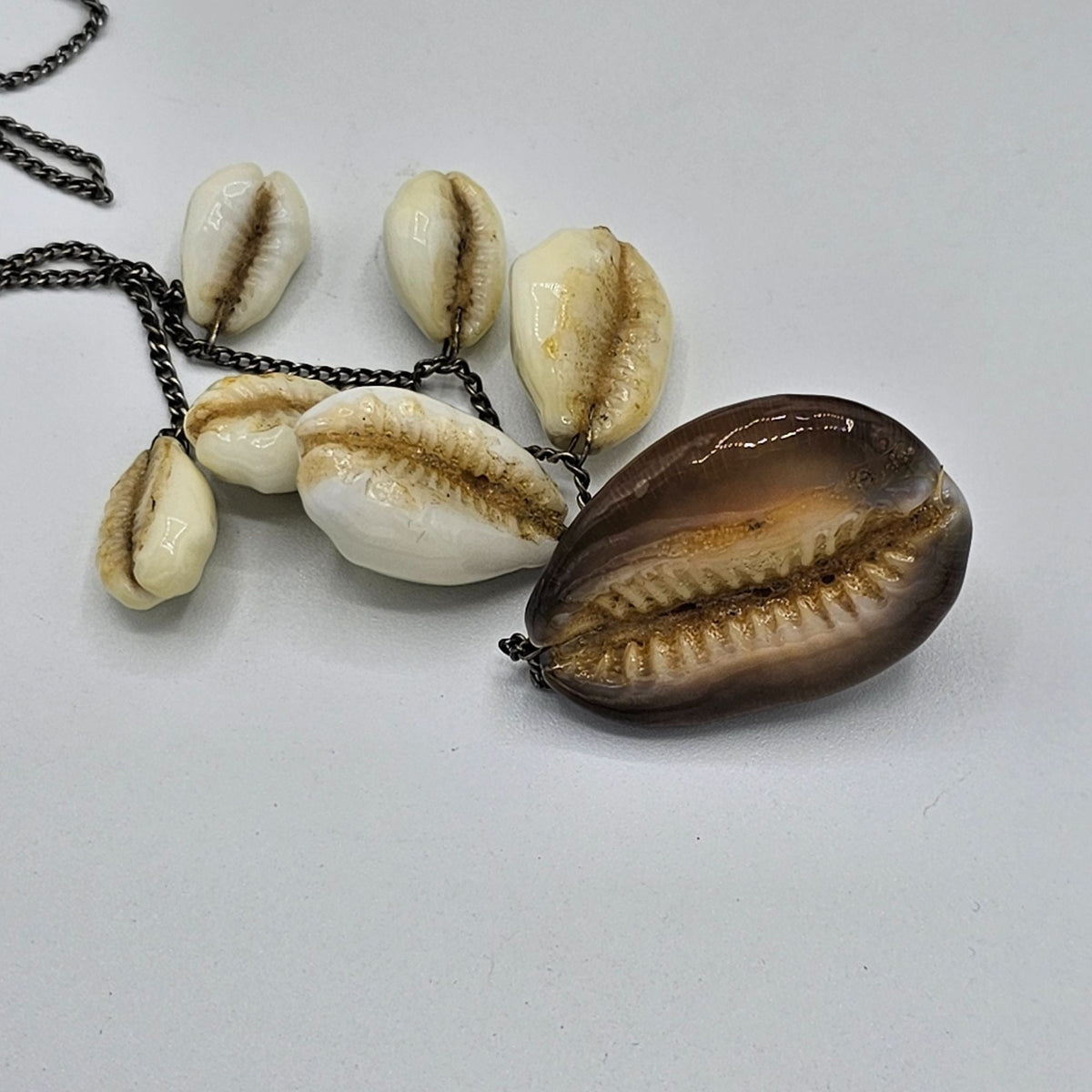 Sterling Silver Matching Hawaiian Puka Cowrie Shell Necklace and Bracelet Vintage