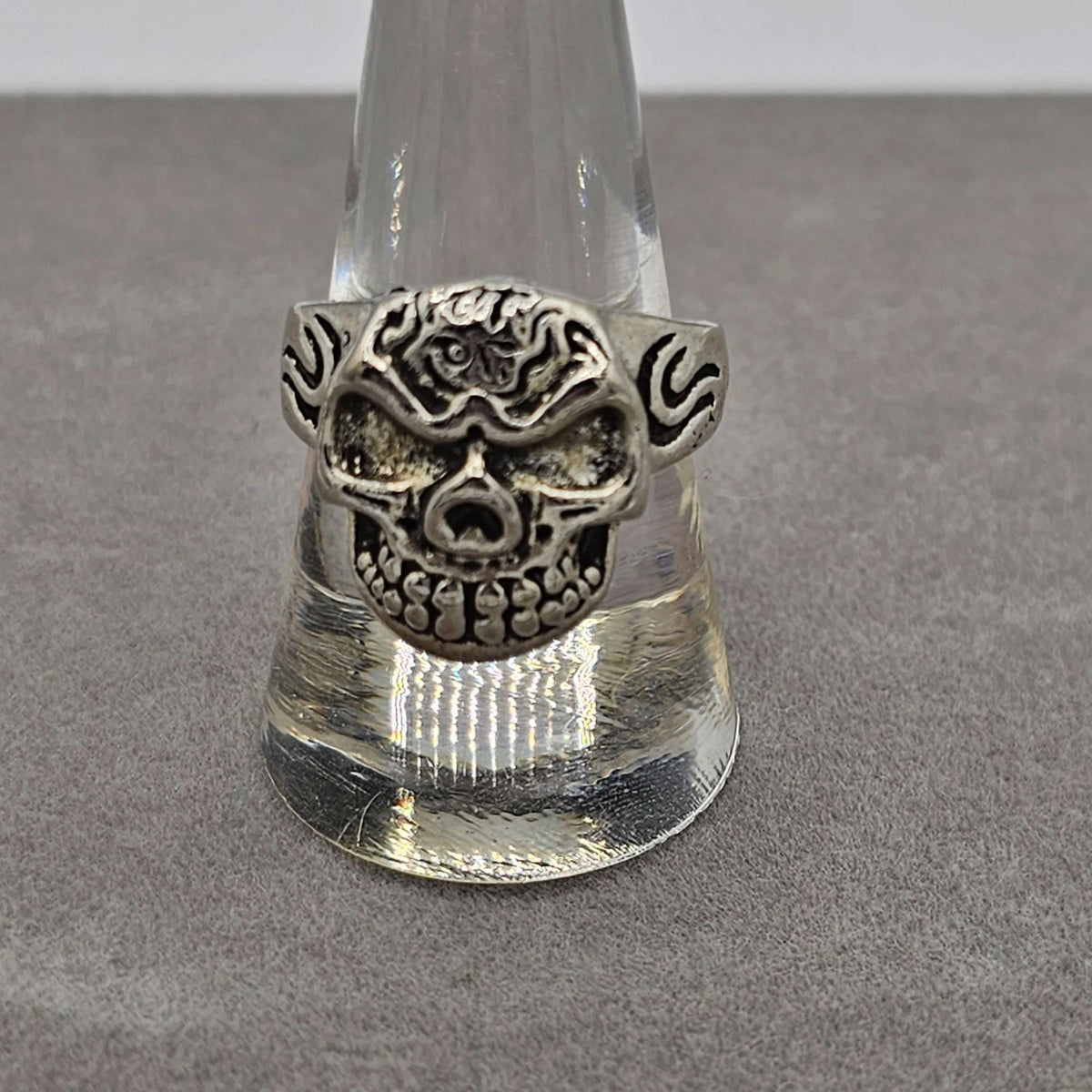 Stainless Steel Skull Bones Hardcore Metal Biker Fashion Ring Size 8.5