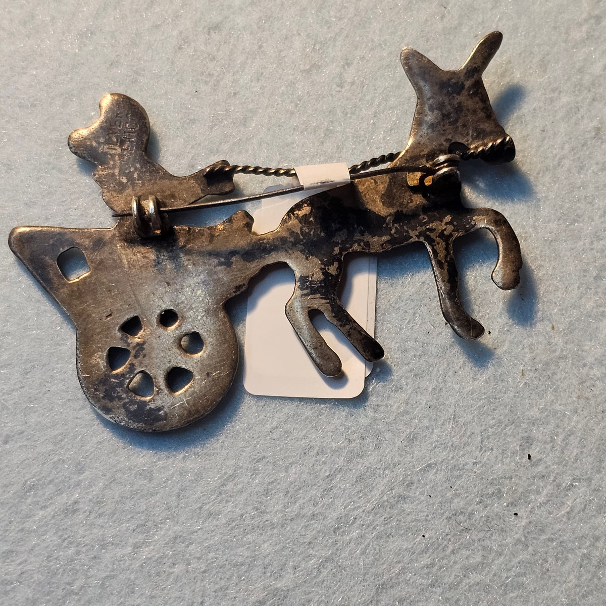 Sterling Silver Horse and Buggy Western Vintage Brooch