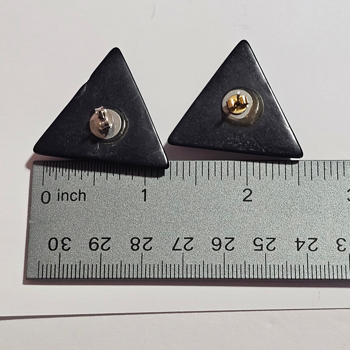 Purple Marbled Triangle 80s Geometric Pierced Earrings Vintage Maximalist Groovy