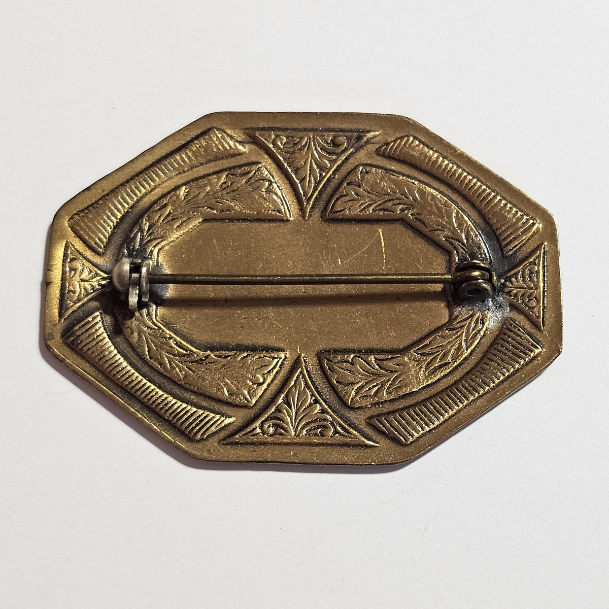 Monogrammed Brass Buckle Brooch Vintage SVL Super Unique