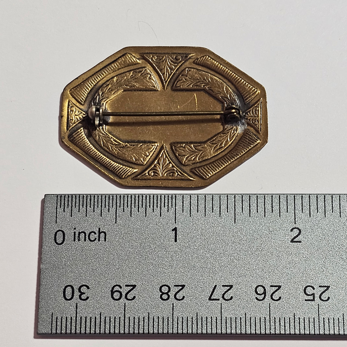 Monogrammed Brass Buckle Brooch Vintage SVL Super Unique