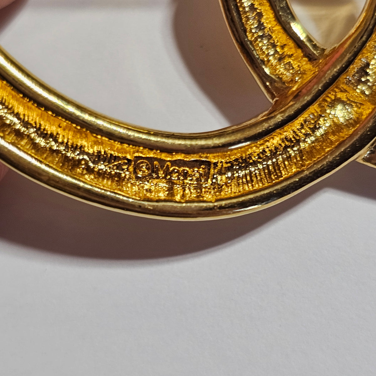 Modern Design Gold-tone Brooch Signed Monet Vintage