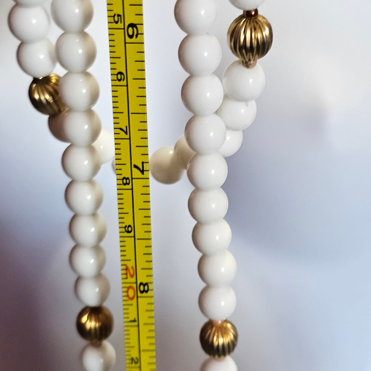 Set of 2 Matching White Gold Beaded Necklaces Vintage