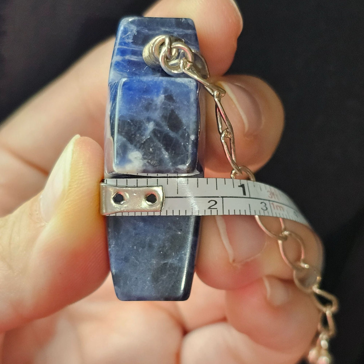 Jay King DTR 925 Sterling Silver Huge Chunky Sodalite Crucifix Natural Stone Adjustable