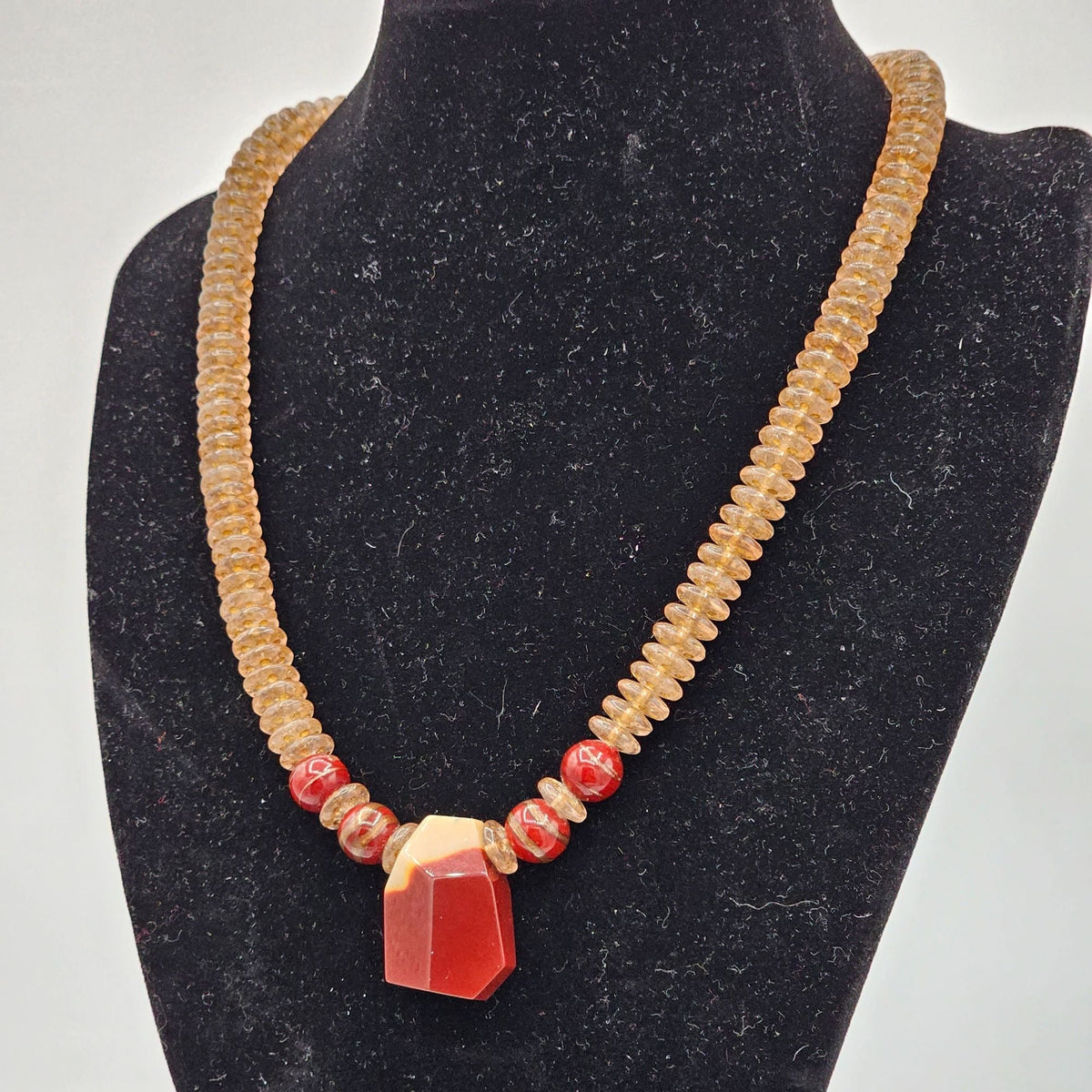 Artisan Hand Crafted Stone Jasper Beaded Necklace Vintage