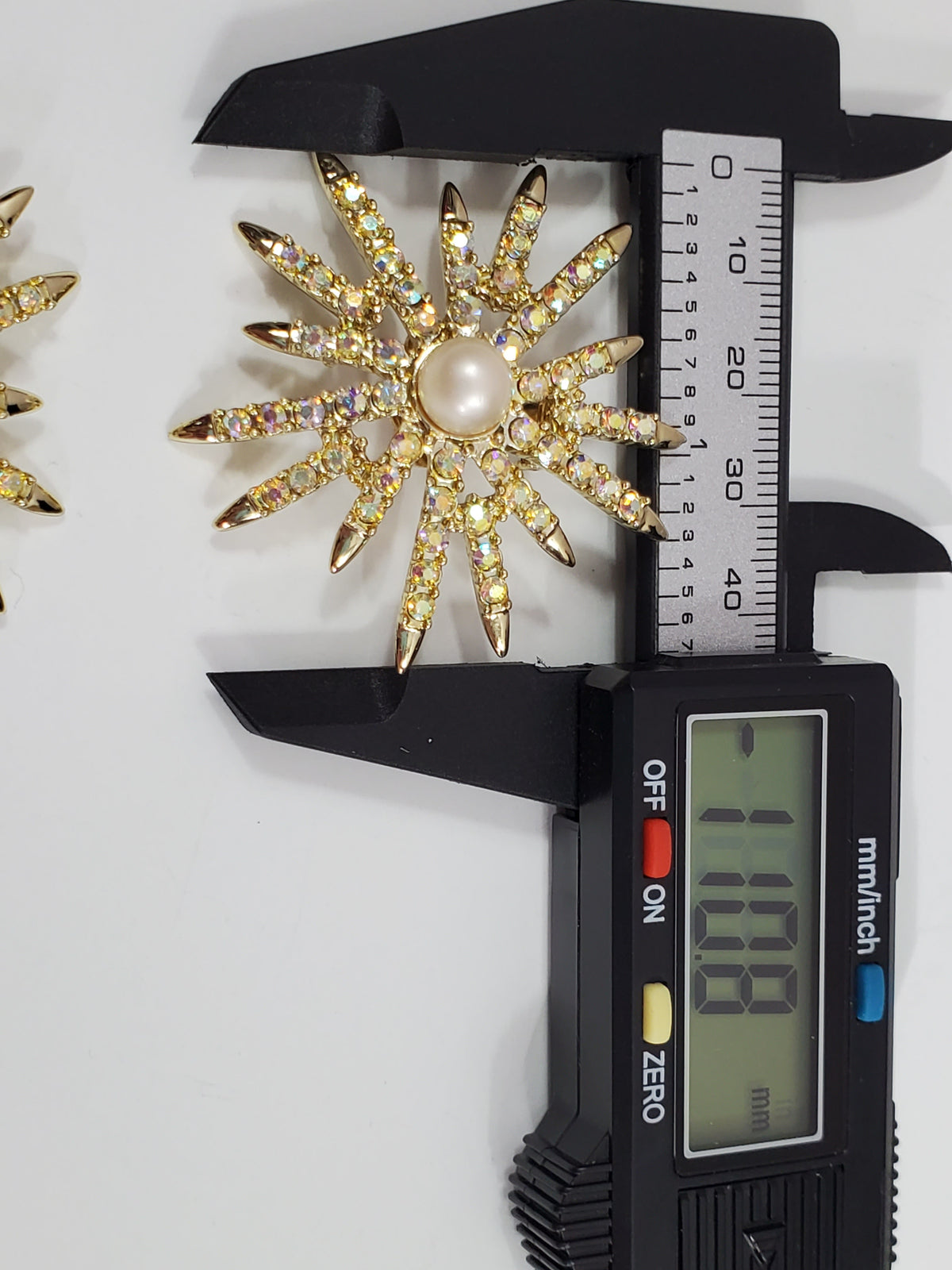 Vintage Emmons Signed Gold-tone Pearl Crystal Sweater Clips Aurora Borealis