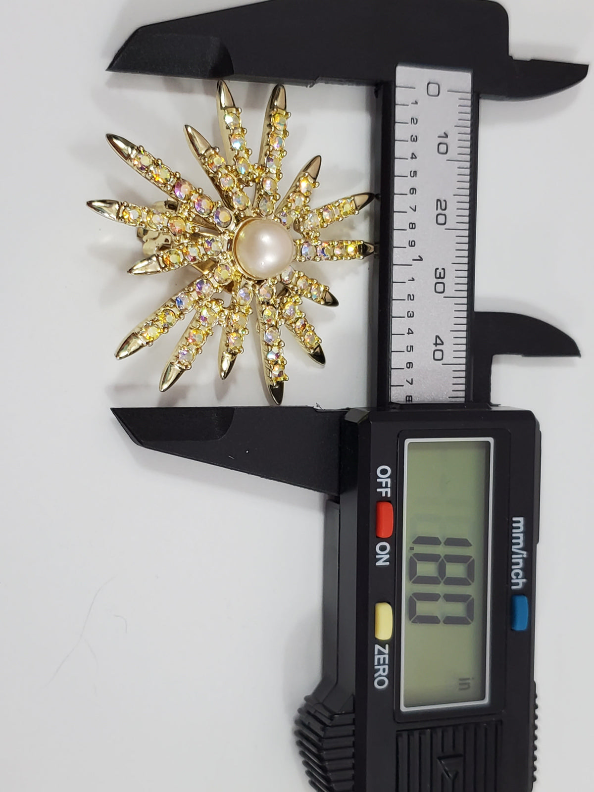 Vintage Emmons Signed Gold-tone Pearl Crystal Sweater Clips Aurora Borealis