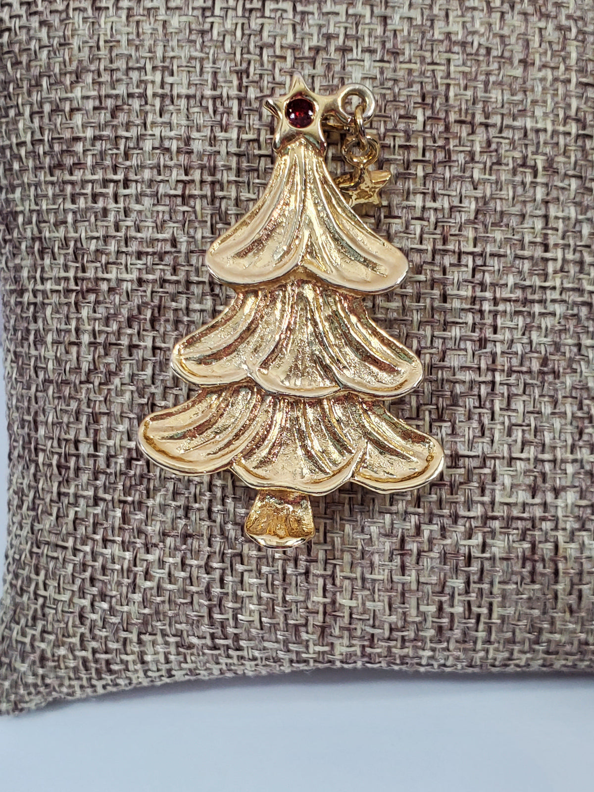 Vintage Gold-tone Signed Holiday Christmas Tree Star Dangle