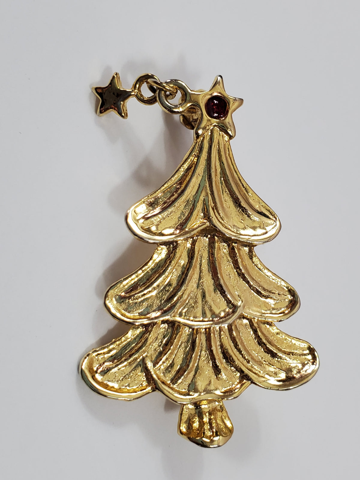 Vintage Gold-tone Signed Holiday Christmas Tree Star Dangle