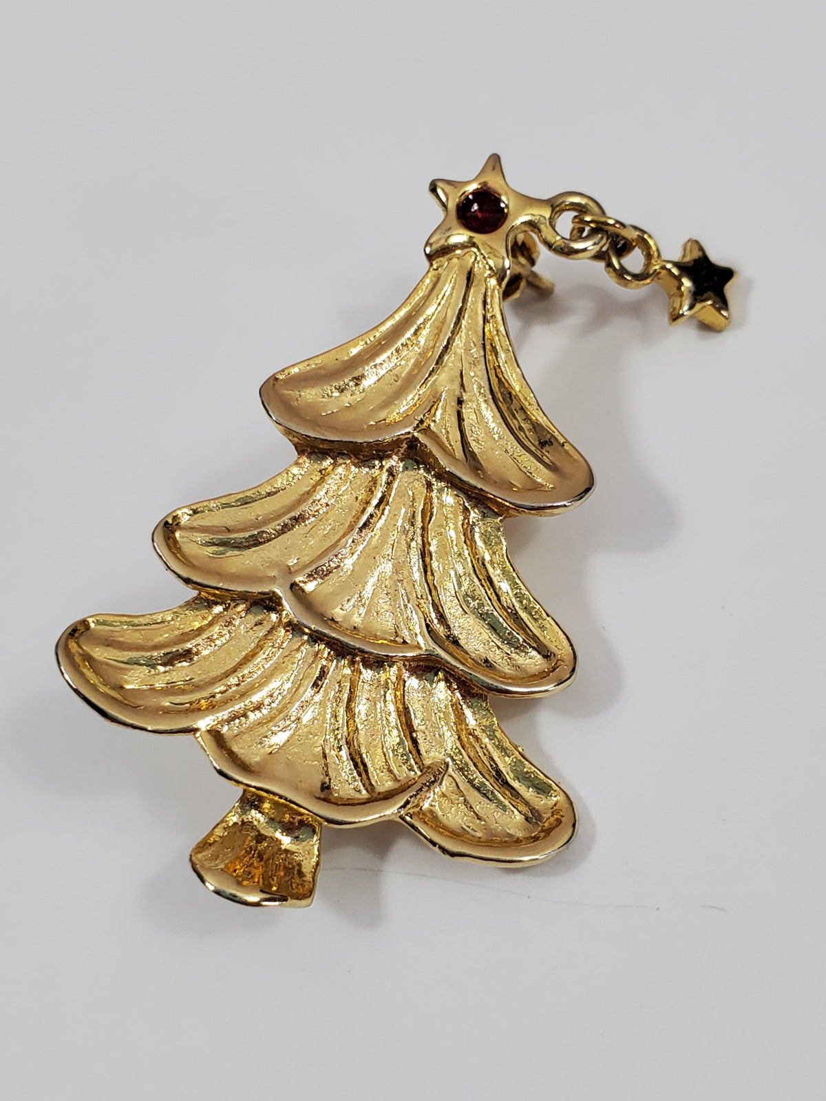 Vintage Gold-tone Signed Holiday Christmas Tree Star Dangle