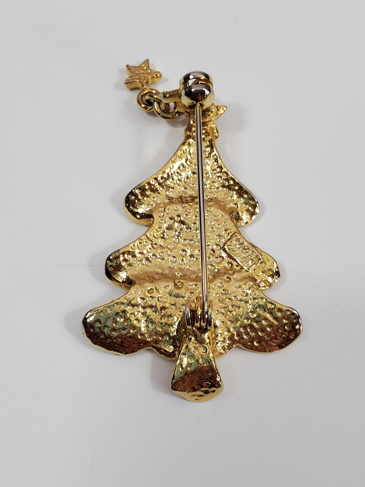 Vintage Gold-tone Signed Holiday Christmas Tree Star Dangle