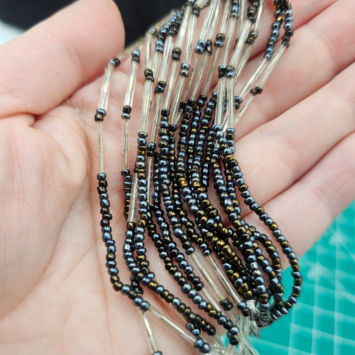 Multi-strand Tubular Glass Seed Beaded Necklace Vintage