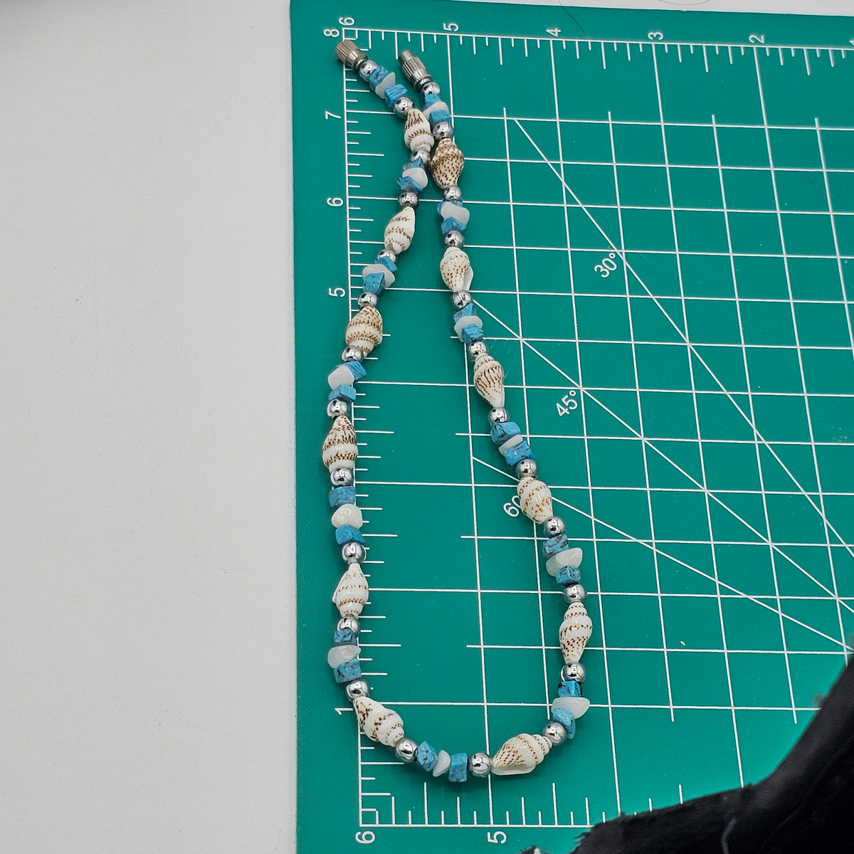Artisan Turquoise Beaded Shell Beachy Bohemian Vintage Necklace