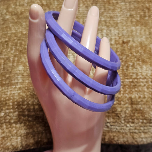 Set of 3 Purple Acrylic Textured Bangle Bracelets Vintage 90s