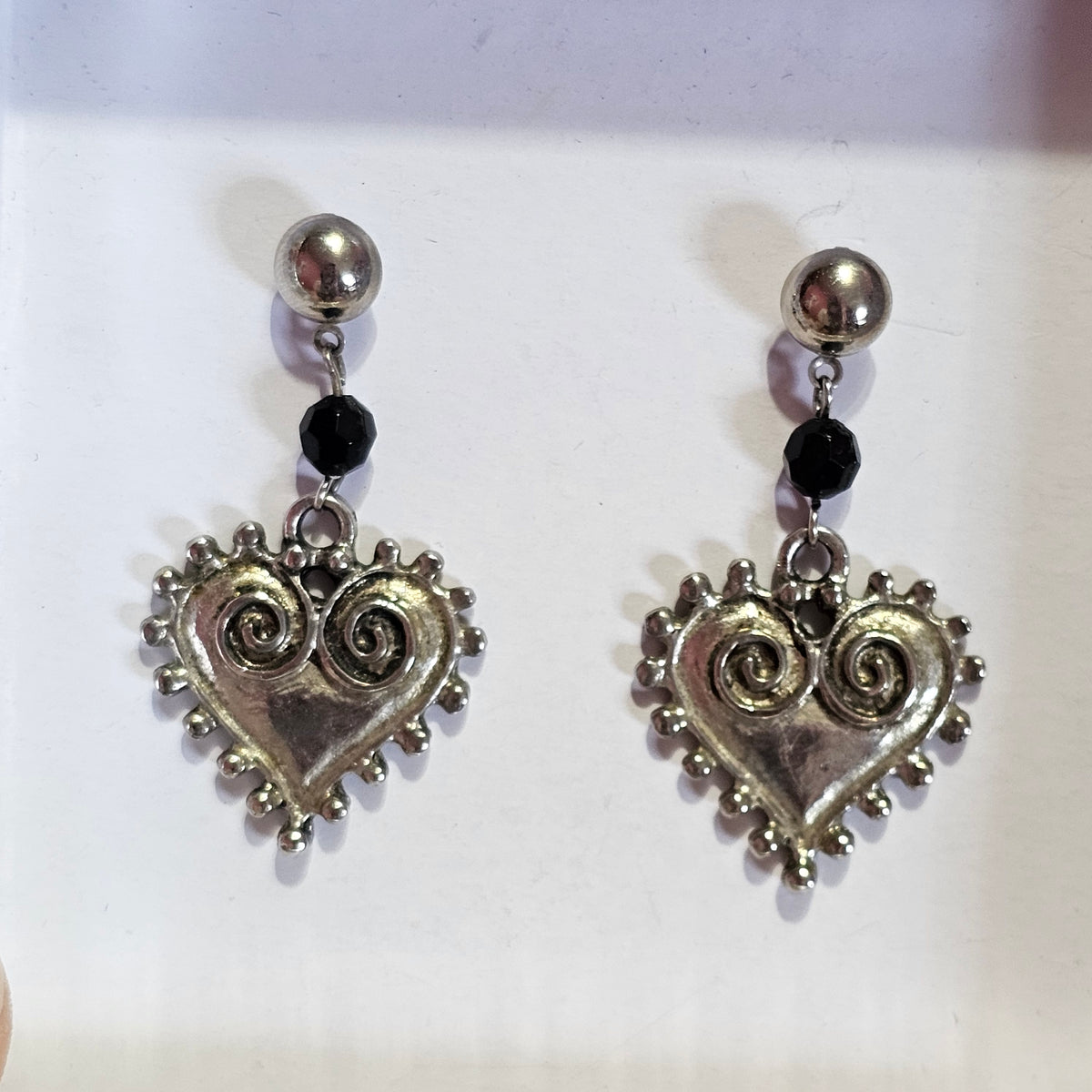 Dangle Silver-tone Puffy Heart Gothic Romance 90s Earrings Pierced
