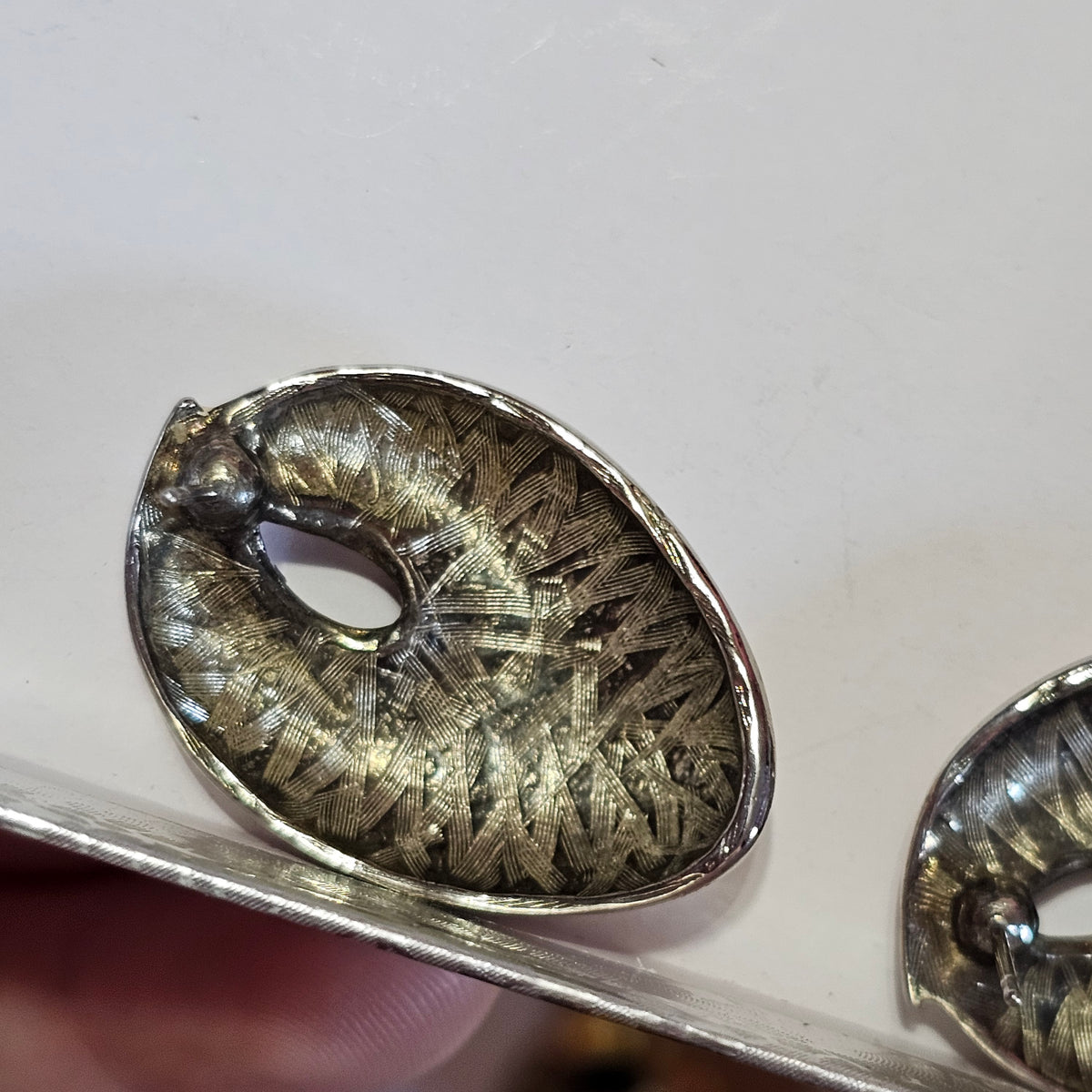 Designer Style 80s Beige Enamel Earrings Pierced Vintage