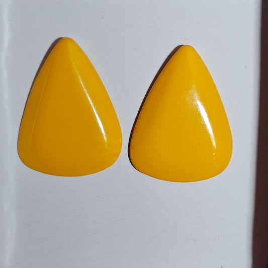 Yellow Triangle Huge Chunky Acrylic Pierced Earrings 80s Vintage Retro Artsy Maximalism