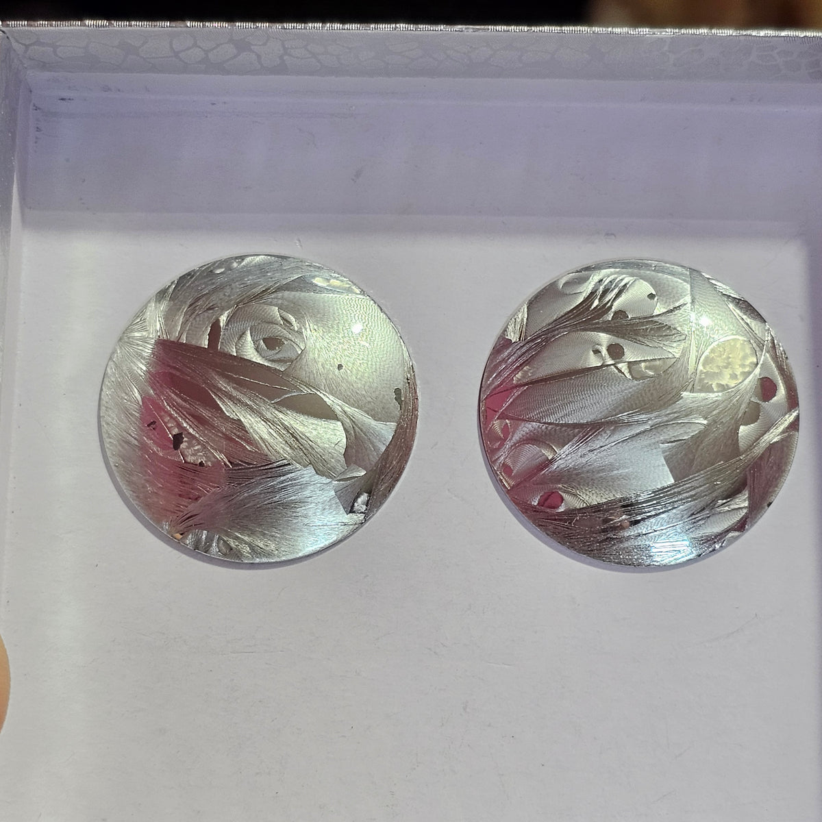 Cool Abstract Silver-tone Metal Big Button Earrings Vintage Pierced