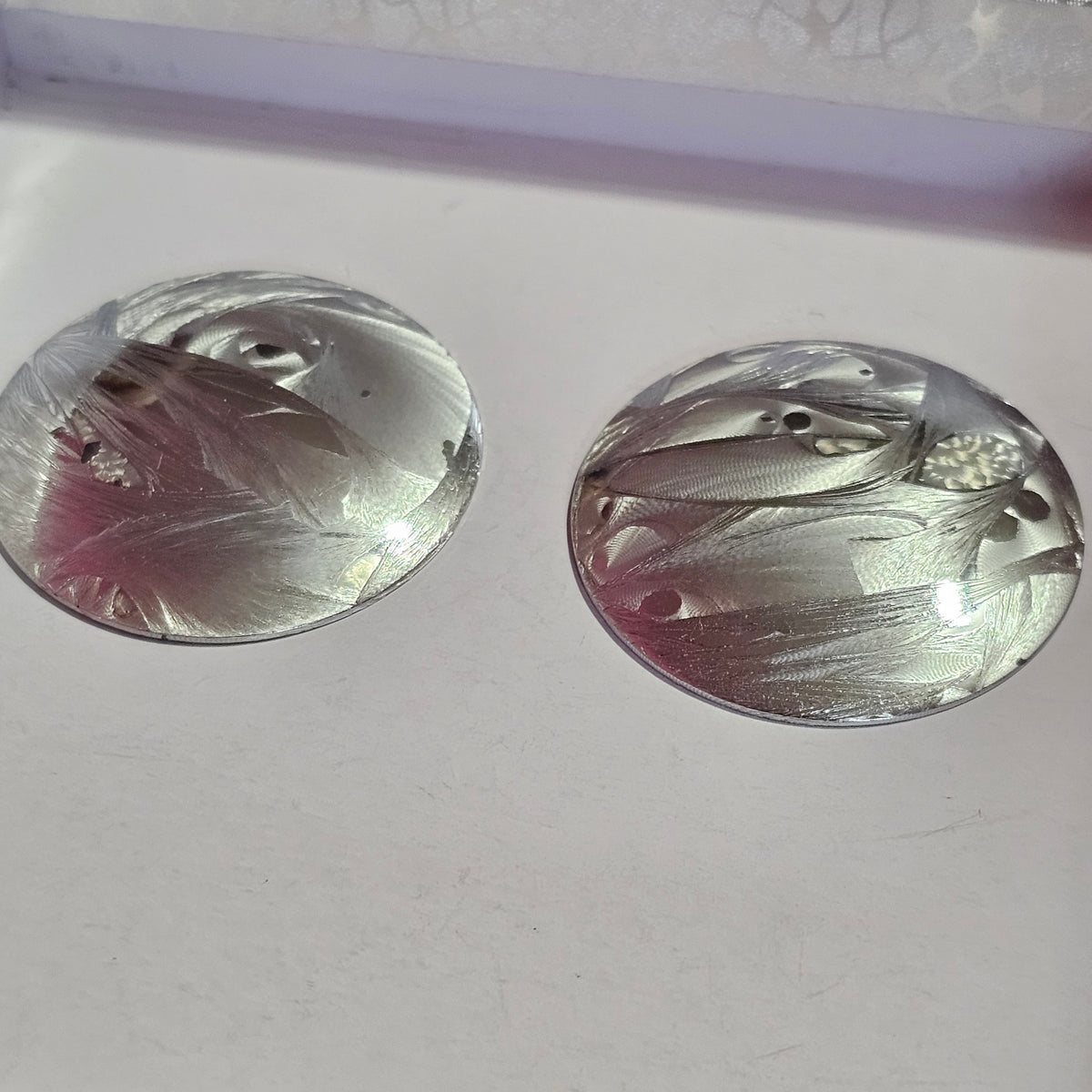Cool Abstract Silver-tone Metal Big Button Earrings Vintage Pierced