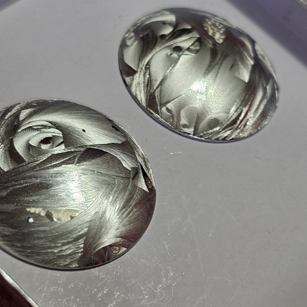 Cool Abstract Silver-tone Metal Big Button Earrings Vintage Pierced