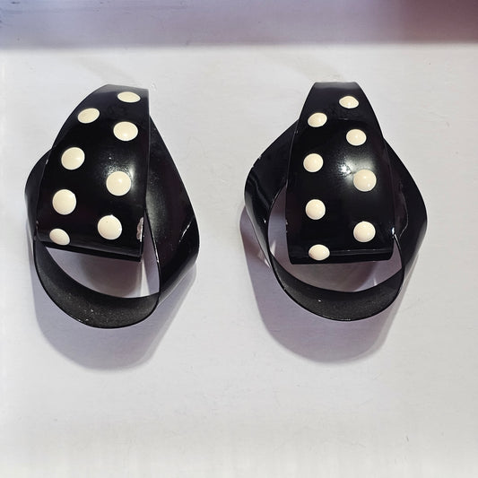 Black White Polka-dot Unique Hoop 80s Vintage Earrings Pierced