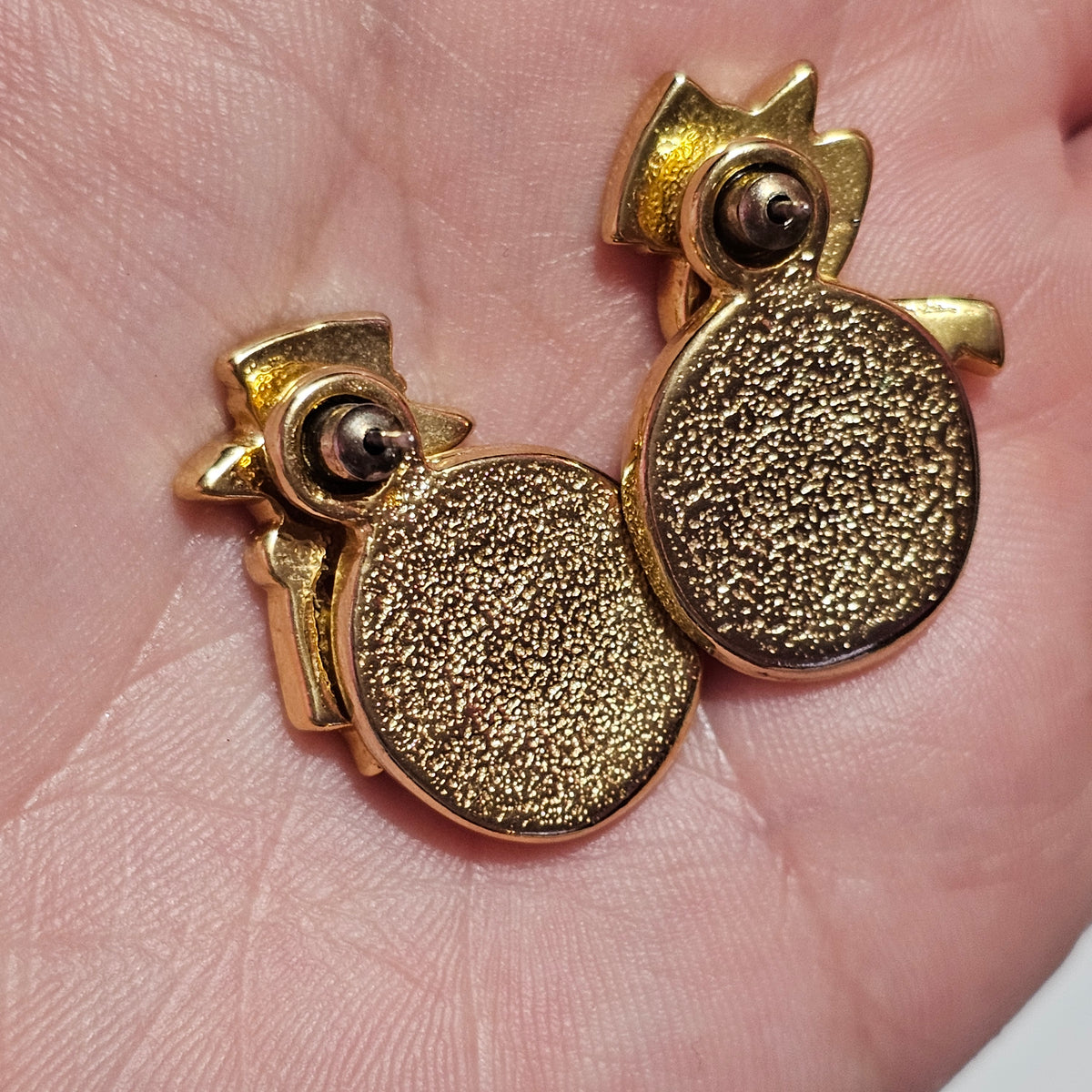 Split Snowman Christmas Holiday Earrings Vintage Pierced Cute Gold-tone