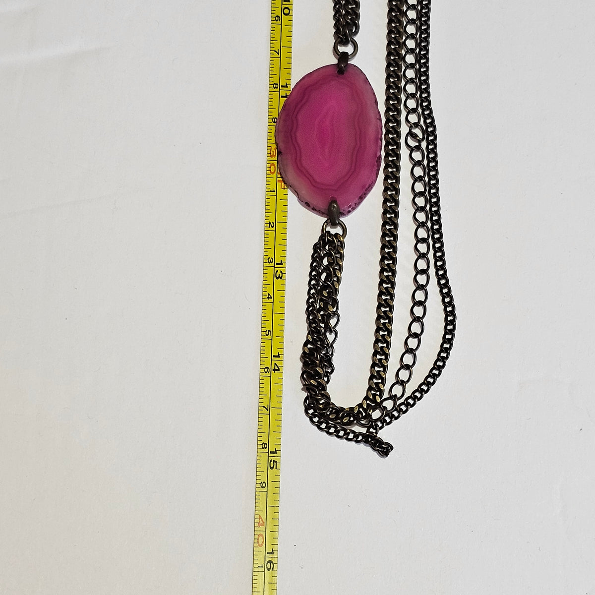 Long Multi-strand Chain Purple Pink Stone Accent NOS 90s Fashion Necklace Vintage Punk Goth