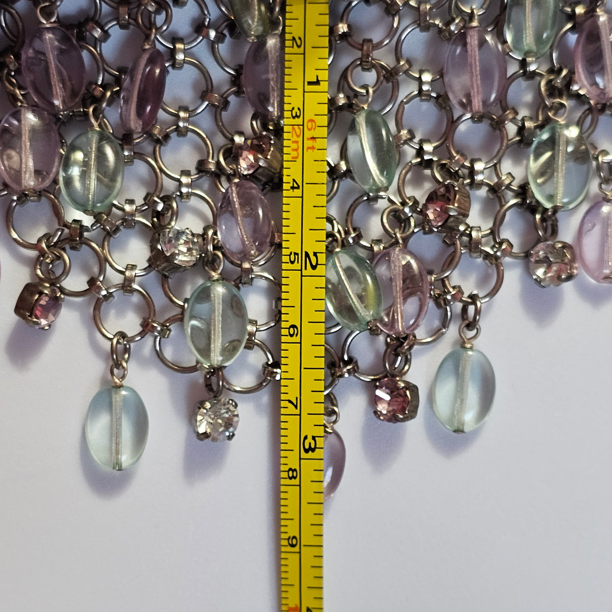 Gorgeous Web Bib Statement Pastel Crystal Rhinestone 90s Necklace Vintage