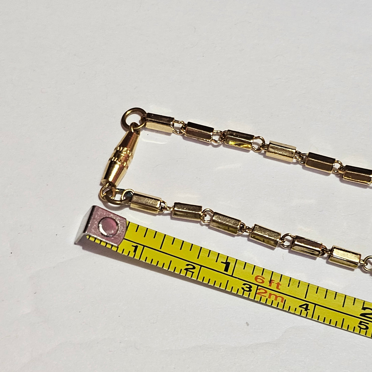 Classic Elegant Box Link Gold-tone Accented Long Necklace Chain 90s Vintage