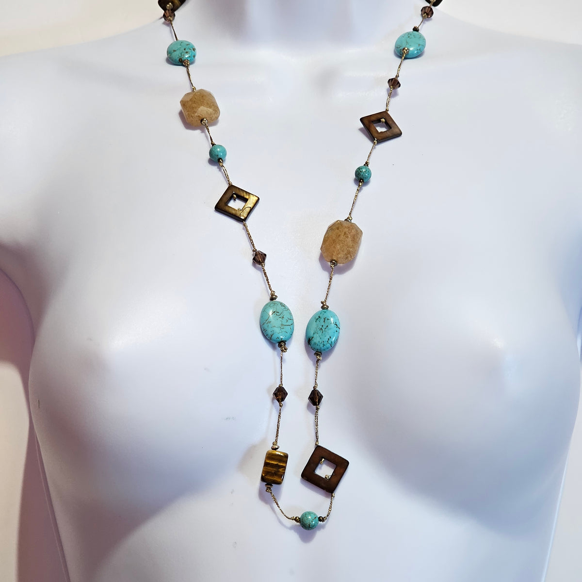 Premier Designs Vintage Natural Stone Station Necklace