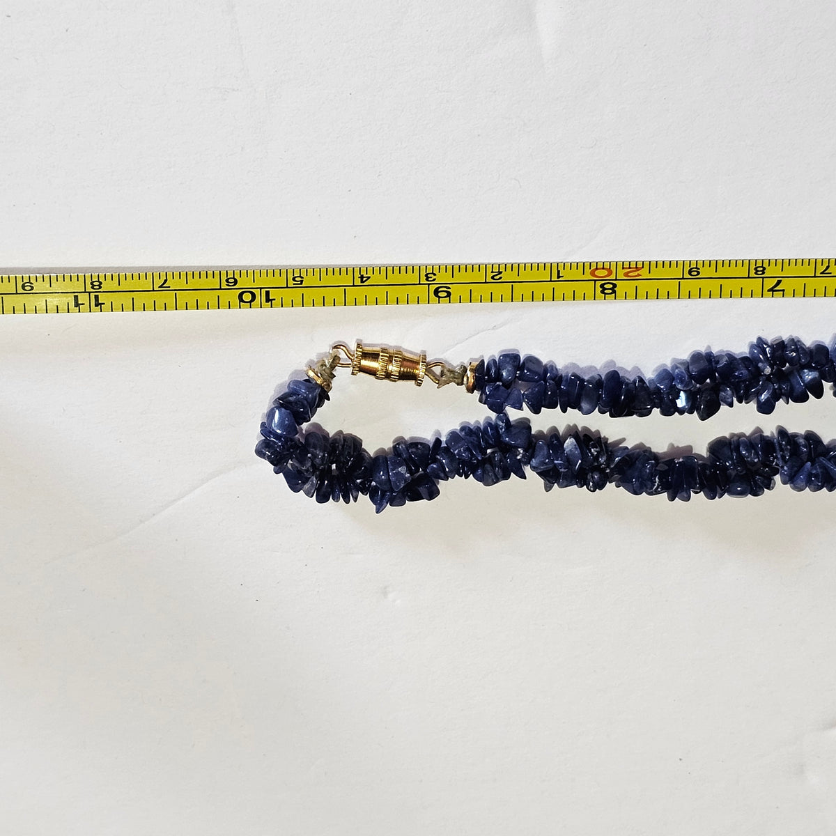 Natural Stone Chip Beaded Sodalite Barrel Clasp Vintage Necklace