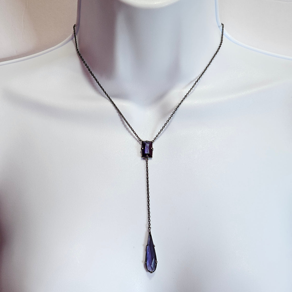 Gorgeous Lariat Drop Purple Crystal Necklace Shelli Segal
