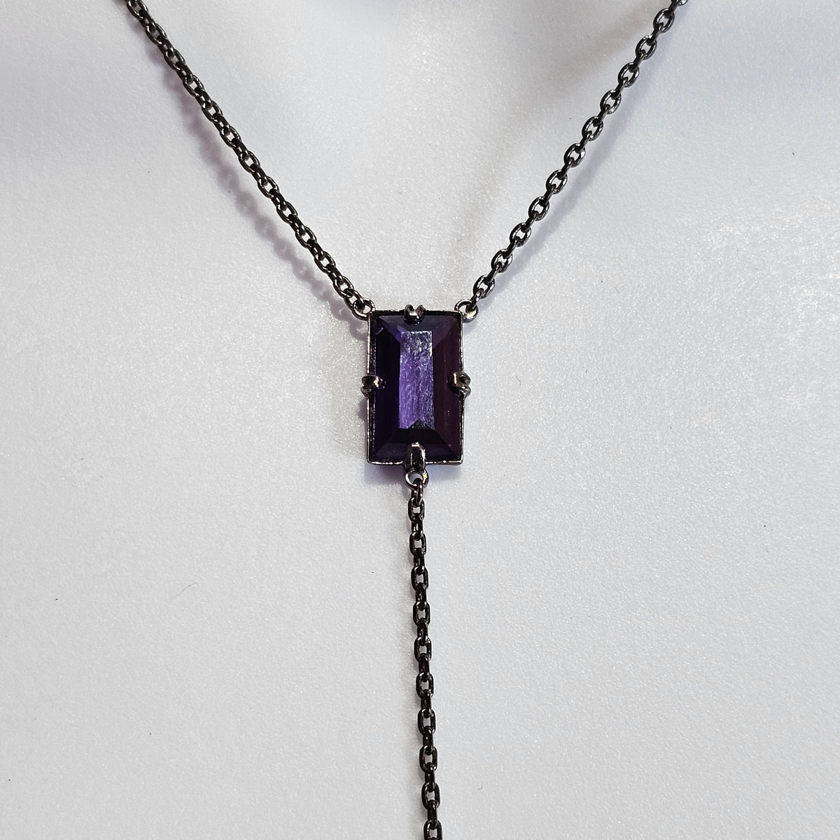 Gorgeous Lariat Drop Purple Crystal Necklace Shelli Segal
